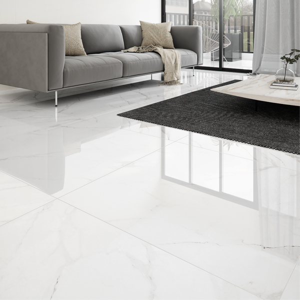 Porcelanato Marmorizado Polido Borda Reta Interno 90x90cm Mont Blanc Eliane - Image 2