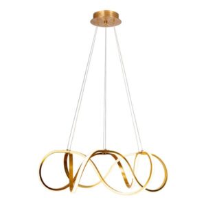 Pendente LED Space Countour Plus Dourado 50W Luz Amarela 60x100cm LLUM Bronzearte