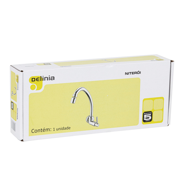 Torneira de Parede para Cozinha com Bica Alta Cromada Niterói Delinia - Image 6